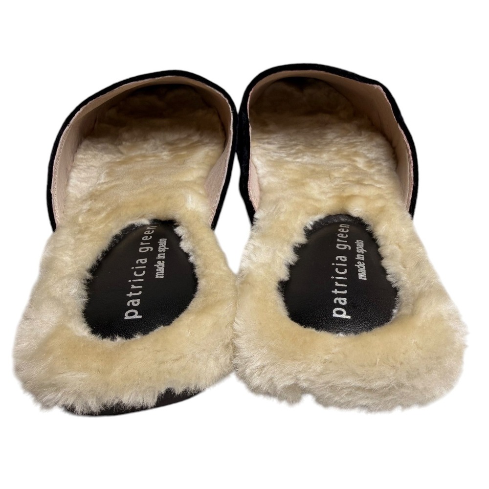 Patricia Green Charlotte Velvet Faux Fur Mule Slippers Black Women 8 Spain - Picture 9 of 14